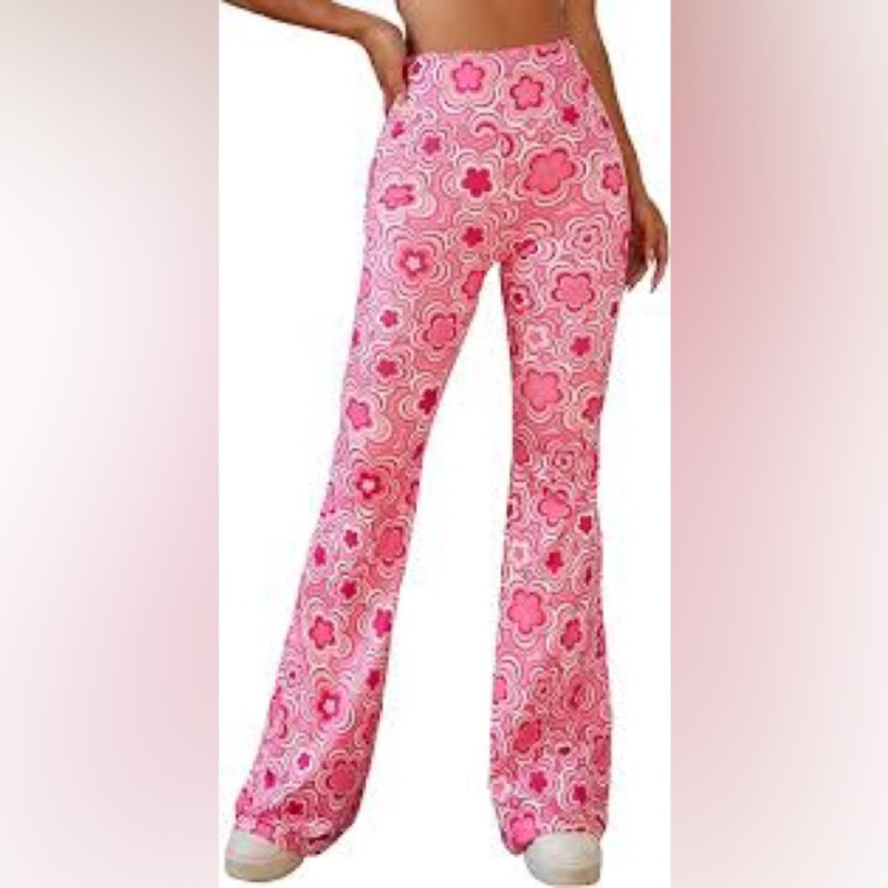Women's Bootcut High Waisted Yoga Pant Sunflower Print Festival Wide Leg Concert
